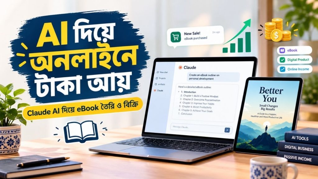AI দিয়ে কীভাবে অনলাইনে টাকা আয় করবেন Claude AI ব্যবহার করে eBook তৈরি ও বিক্রি